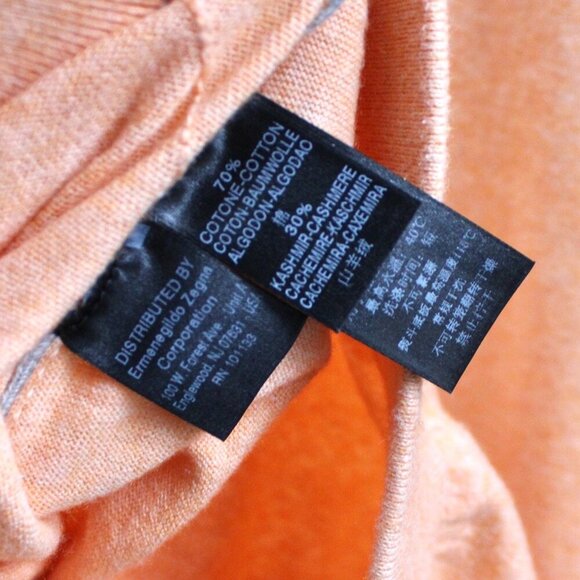 Zegna Sport Orange Cashmere Cotton Blend Knit Pullover Sweater Size Large - Picture 6 of 6